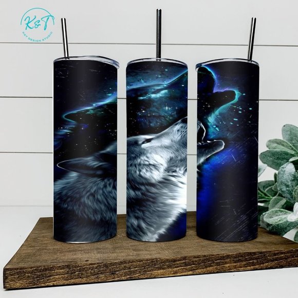 Wolf - Wolf Howling - Full Moon - Spirit Animal - Tumbler - Gift - Picture 1 of 1